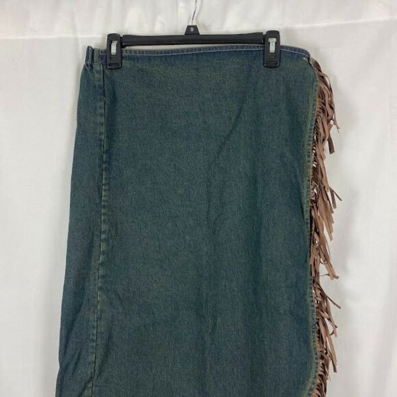 Tantrums Denim Wrap Fringe Western Long Skirt  Women's Medium. - Picture 3 of 13